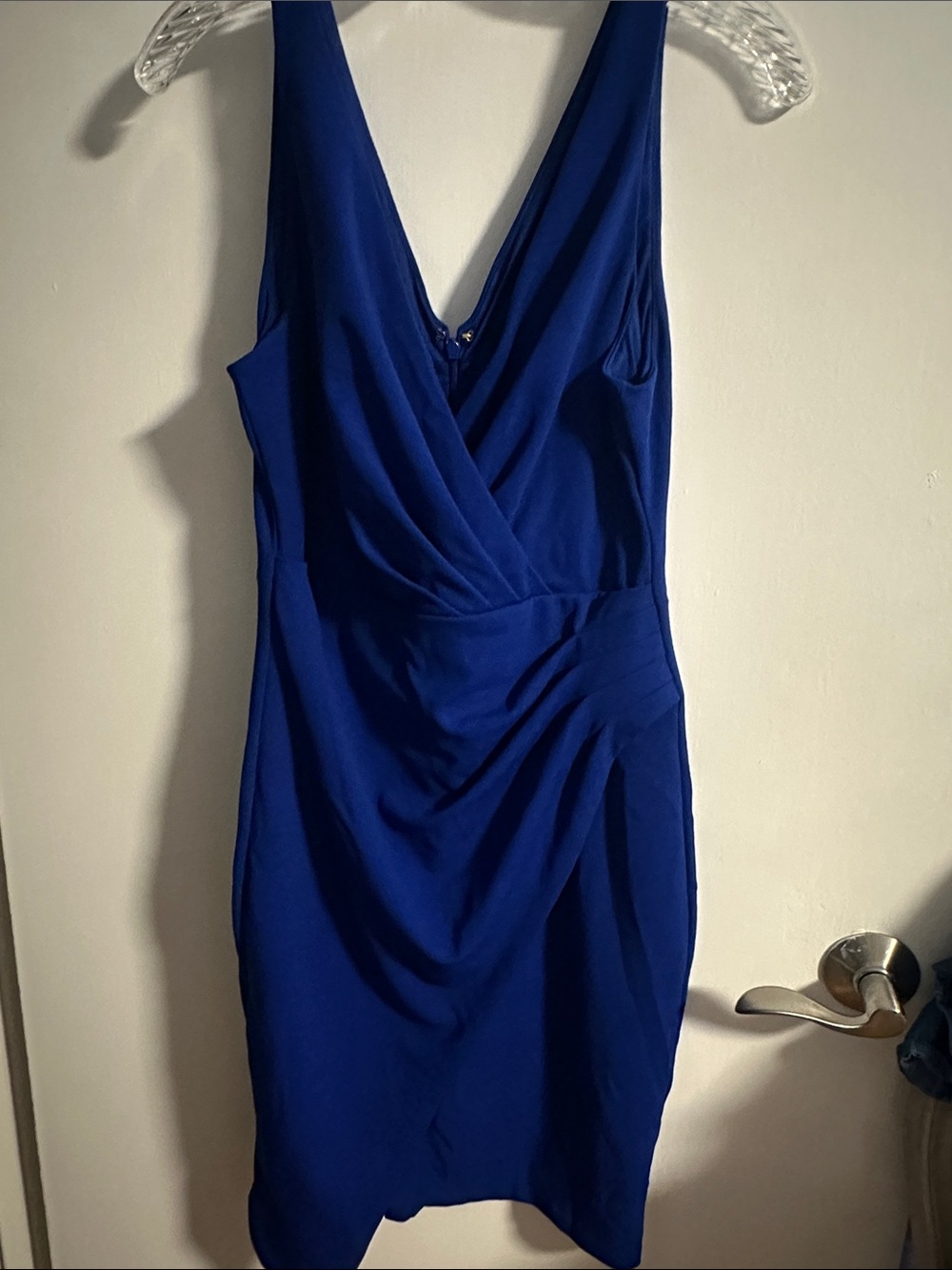 Guess Classic V-Neck Sheath Dress in Royal Blue